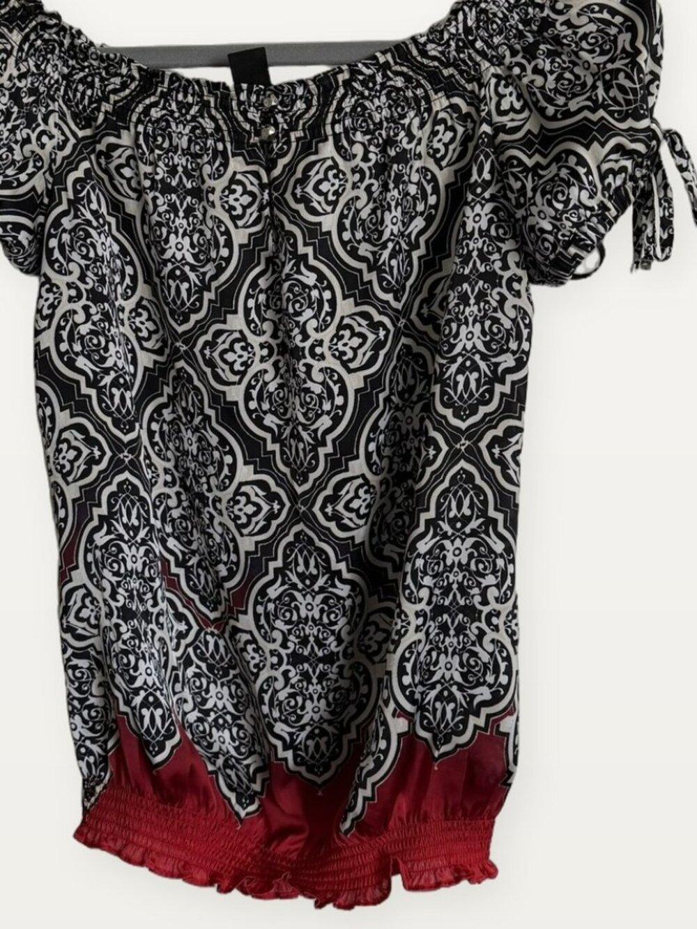 White House Black Market Printed Peasant Blouse XS